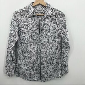 American Colors by Alex Wehr XS White Blue Flower Floral Button Down Shi…